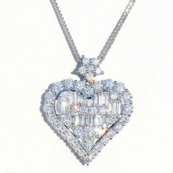 NEW 925 Sterling silver Diamond Heart Necklace - Picture 4 of 6